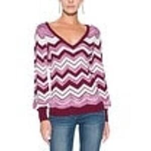 WHBM Zinfandel Chevron V-Neck Pullover Size Small NWT